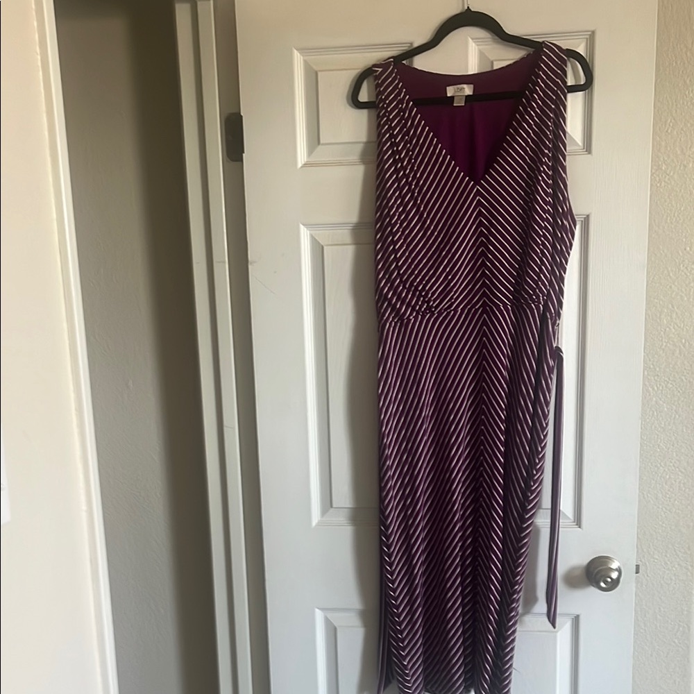 LOFT Red Sheath Midi Dress Sleeveless V-Neck